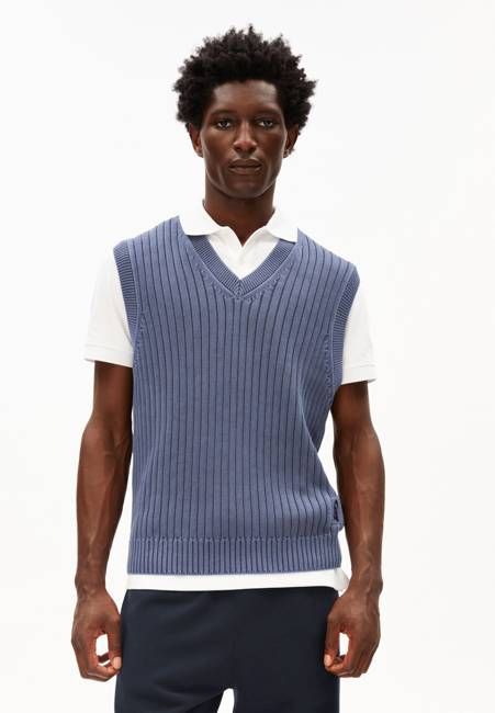 PIGMENT DYE SLEEVELESS VEST | light tinted navy