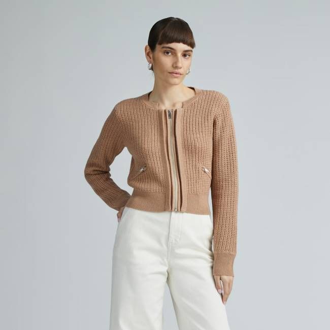 The Cropped Cotton-Merino Bomber |  Chestnut