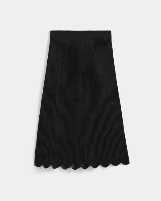 Lace-Knit Midi Skirt | Black