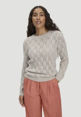 Regular-size knitted pullover made from organic cotton and virgin wool