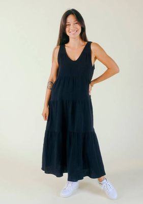 Teresa Tiered Tank Dress - Black