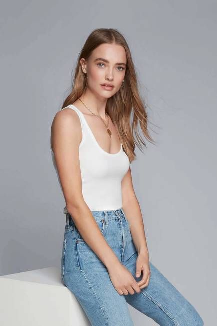 Ribbed Scoop Neck Tank