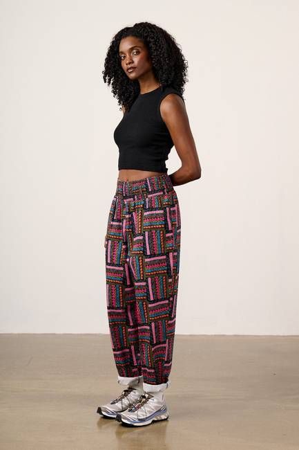 Alexa - Cotton Trousers in Artisan Patchwork Print