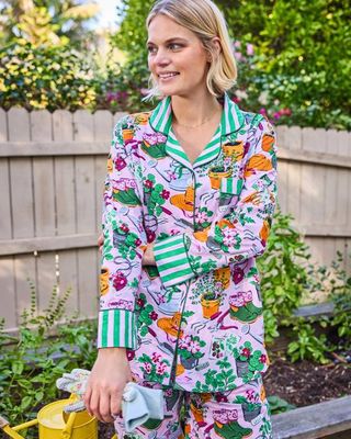 Green Thumb - Long PJ Set - Pink Cosmos