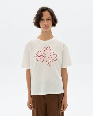 White hand embroidered flower Lucia t-shirt