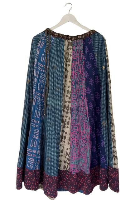 NEW! Flared Cotton Blockprint Patchwork Skirt No. 20