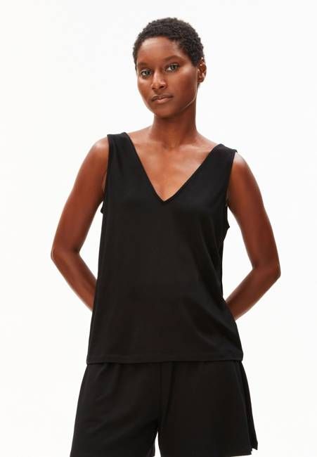 V-NECK JERSEY TOP | black