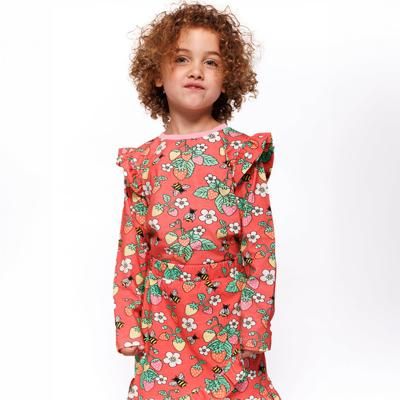 Long-sleeved top with strawberries