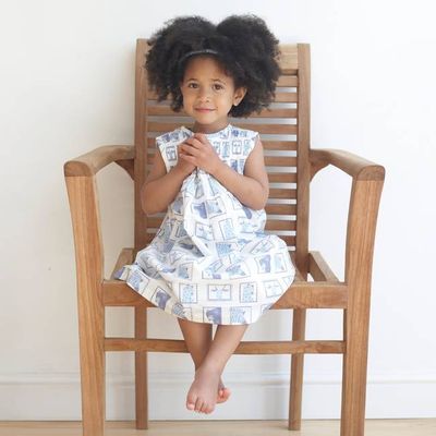 Sleeveless Smock Dress - Portraits On White