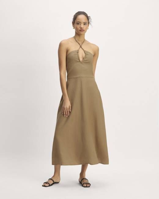 The Linen Halter-Neck Dress | Tiger's Eye