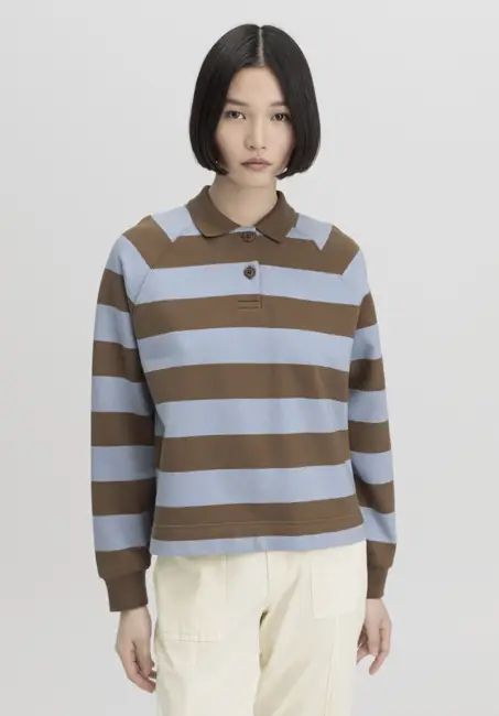 Sweatpolo stripes relaxed made of pure organic cotton