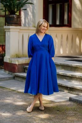 Wrap Gaia Dress, 3/4 Sleeve