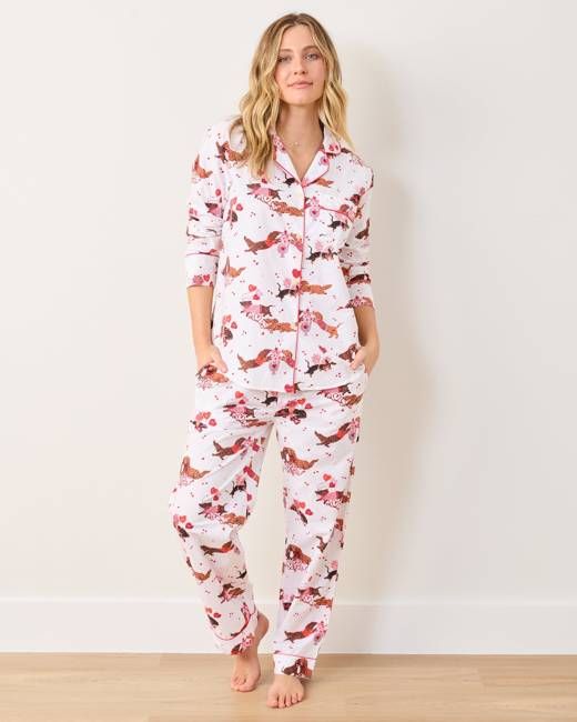 Dachshund Date - Tall Long PJ Set - Cloud
