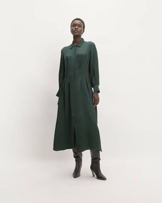 The Hammered Satin Shirt Dress | Scarab