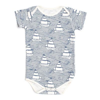 Short Sleeve Snapsuit - High Seas Navy