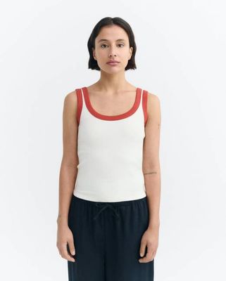 Top rib white contrast red Julia