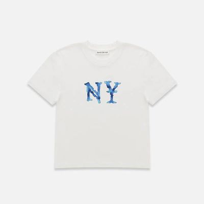 Watercolour NY Vintage White Baby Tee - Women's