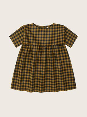 Blueberry Gingham Gather Dress