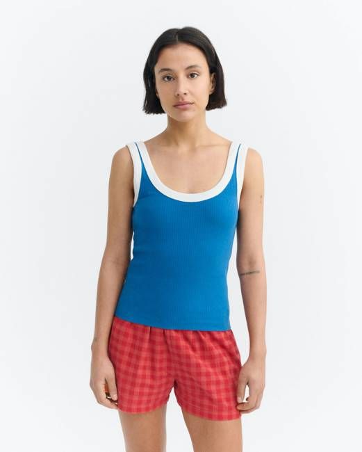 Top rib blue contrast white Julia