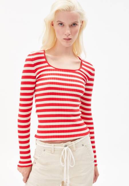 ALAANIA CREWNECK STRIPE| dark poppy-oatmilk
