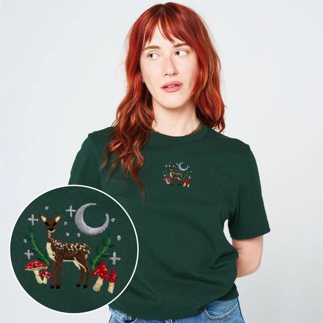 Woodland Scene Embroidered T-Shirt (Unisex)