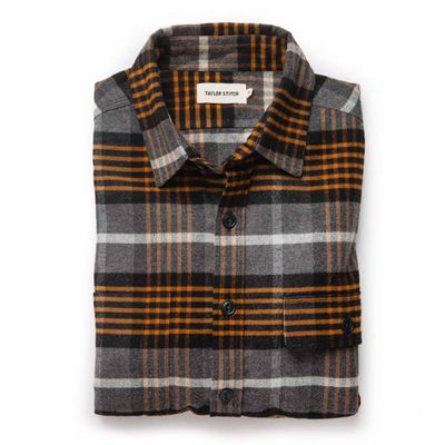 The Moto Shirt in Orange Plaid