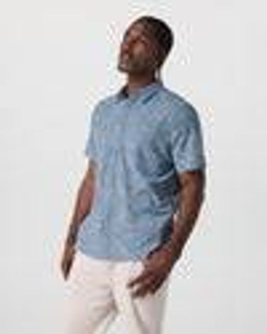 Short Sleeve Bridge Button Down | Dusty Blue Plumeria | Vuori