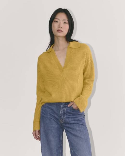 The Oversized Polo in Alpaca | Golden Yellow