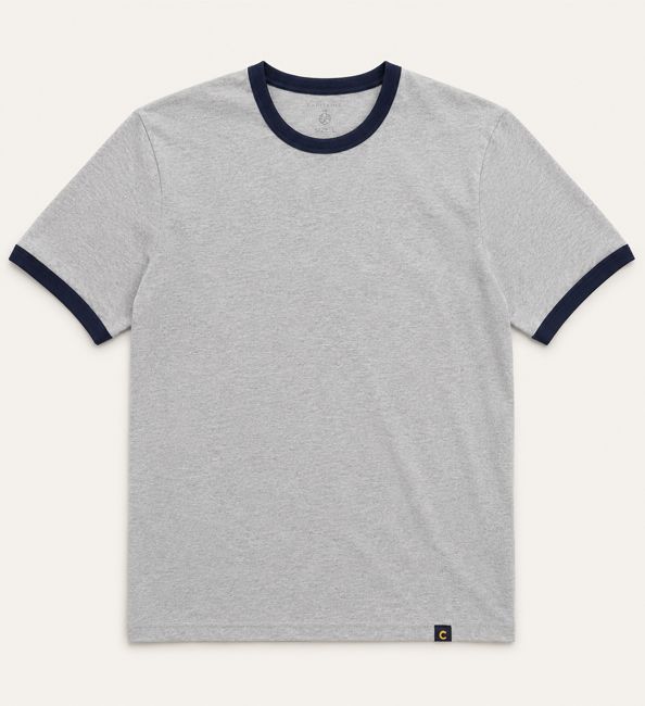 GREY T-SHIRT WITH DARK BLUE TRIM