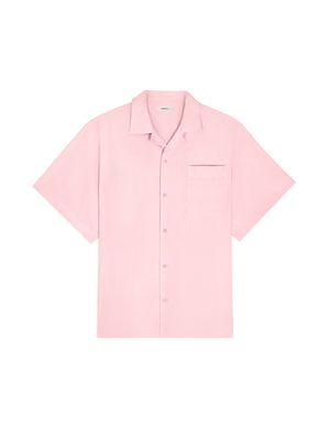 Archive Womens Aloe Linen Camp Collar Shirt—magnolia pink
