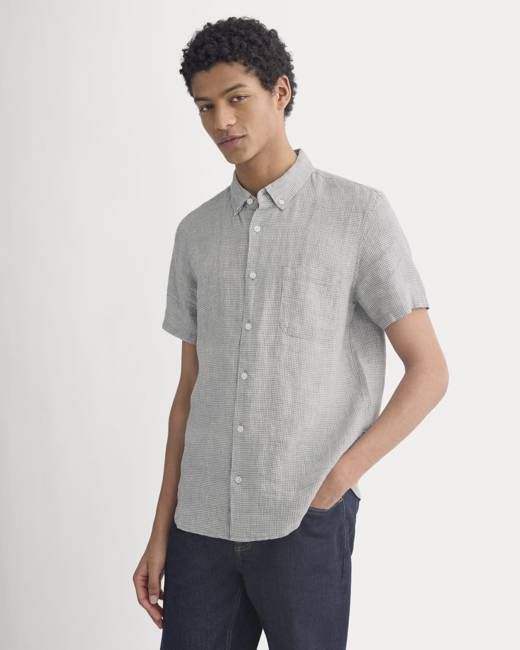 The Classic Short-Sleeve Shirt in Linen | Agave / Bone
