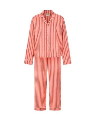 Langes Pyjama-Set mit rosa Streifen