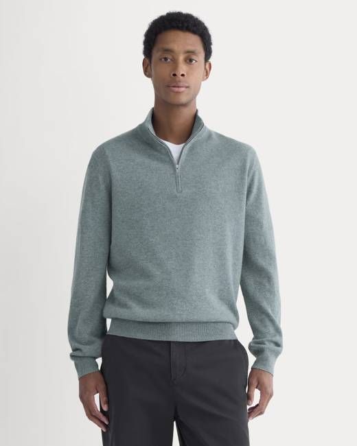 Cashmere Quarter Zip Sweater | Denim Blue