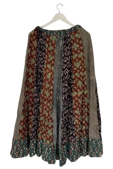 NEW! Flared Cotton Blockprint Patchwork Skirt No. 9