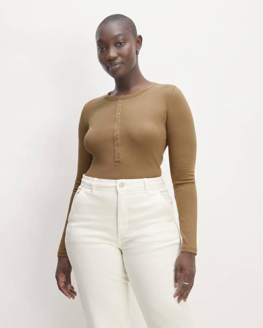 The Luxe Rib Henley | Toasted Coconut