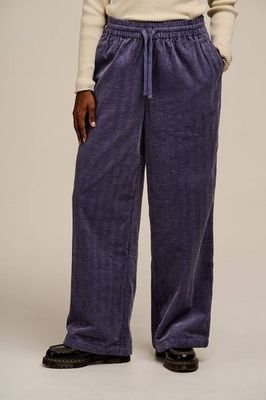 Norris - Wide Leg Corduroy Trousers in Blueberry Mist