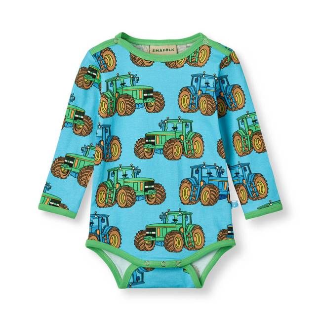 Long-sleeved baby body with tractors