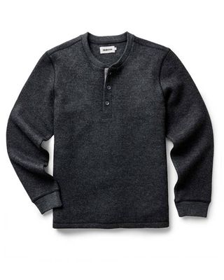 The Evans Henley in Charcoal Birdseye Wool