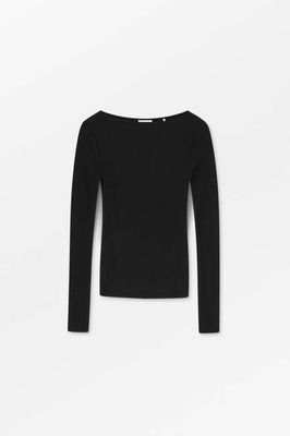 Amy wide neck blouse - Black