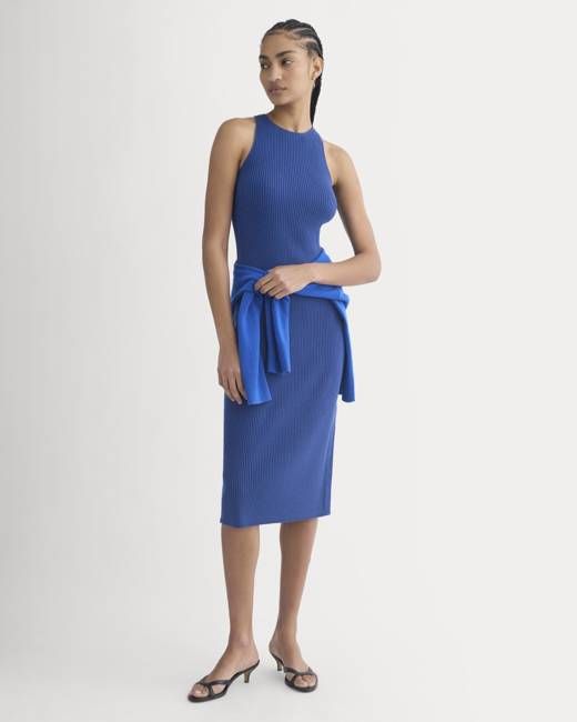 Cutaway Ribbed Midi Dress | Estate Blue