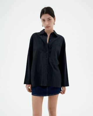 Navy textured Marcelle blouse
