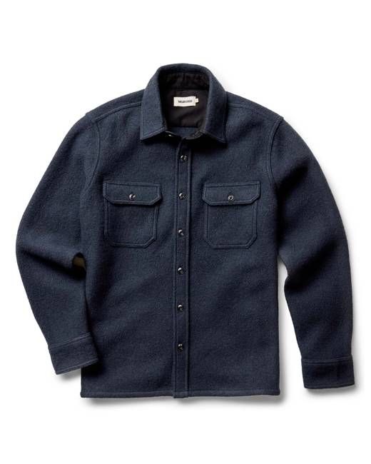The Connor Overshirt in Dark Navy Boucle