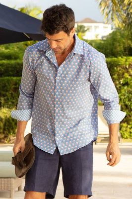 Men's Organic Cotton Shirt | Snowdrop Blue/White