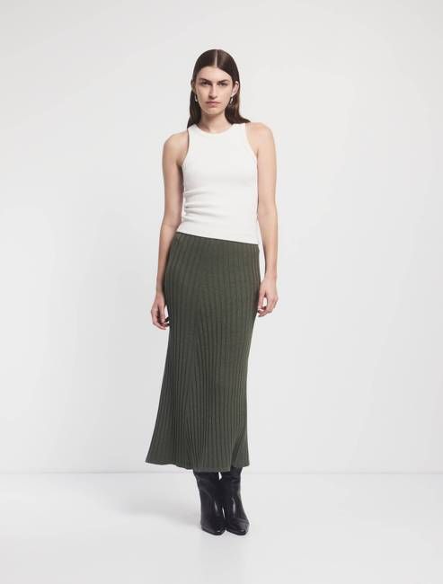 Maia Rib Skirt In Green Marl