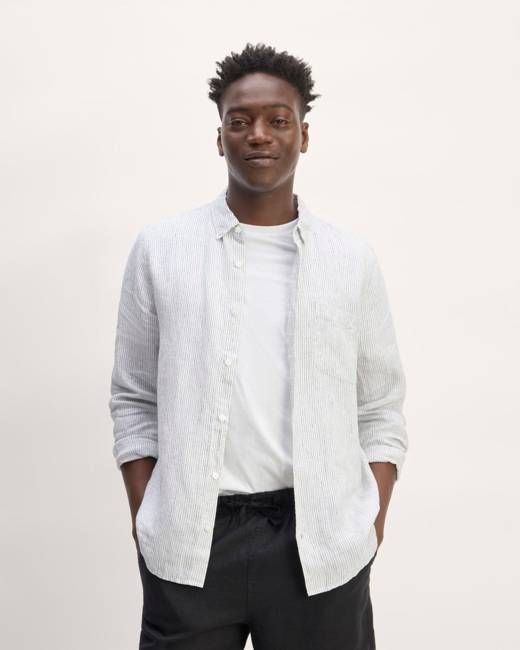 The Classic Shirt in Linen | White / Black
