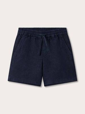 Kids Navy Blue Joulter Linen Shorts