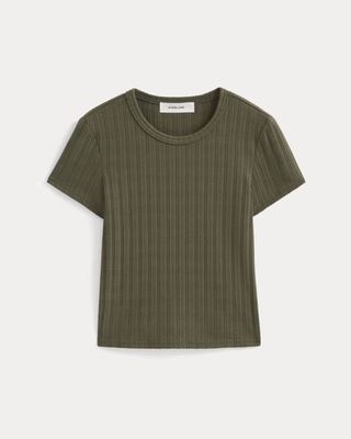 Cropped Crew in Pointelle | Olive Night