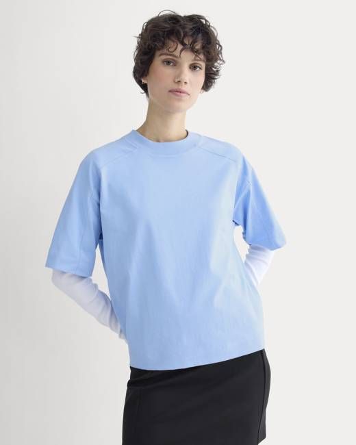 Oversized Seamed Tee | Open Air Blue