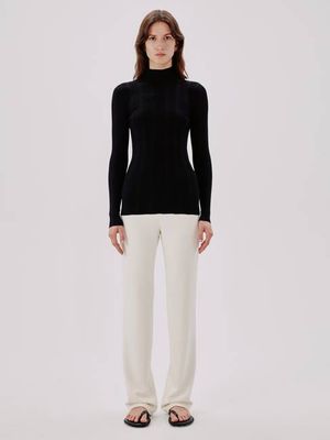Variegated Rib Turtleneck - Resale | Black