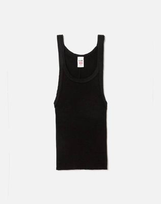 Hanes Cropped Ribbed Tank - Black